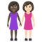 Women Holding Hands- Dark Skin Tone- Light Skin Tone emoji on Emojione